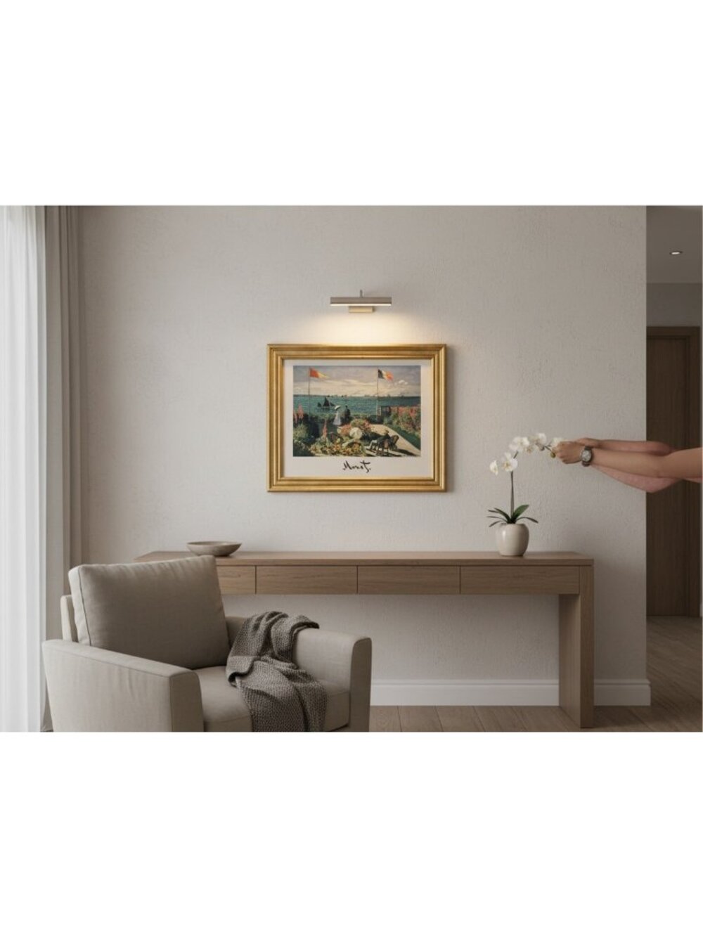Framed Claude Monet Seaside Garden Print In Gold Frame
